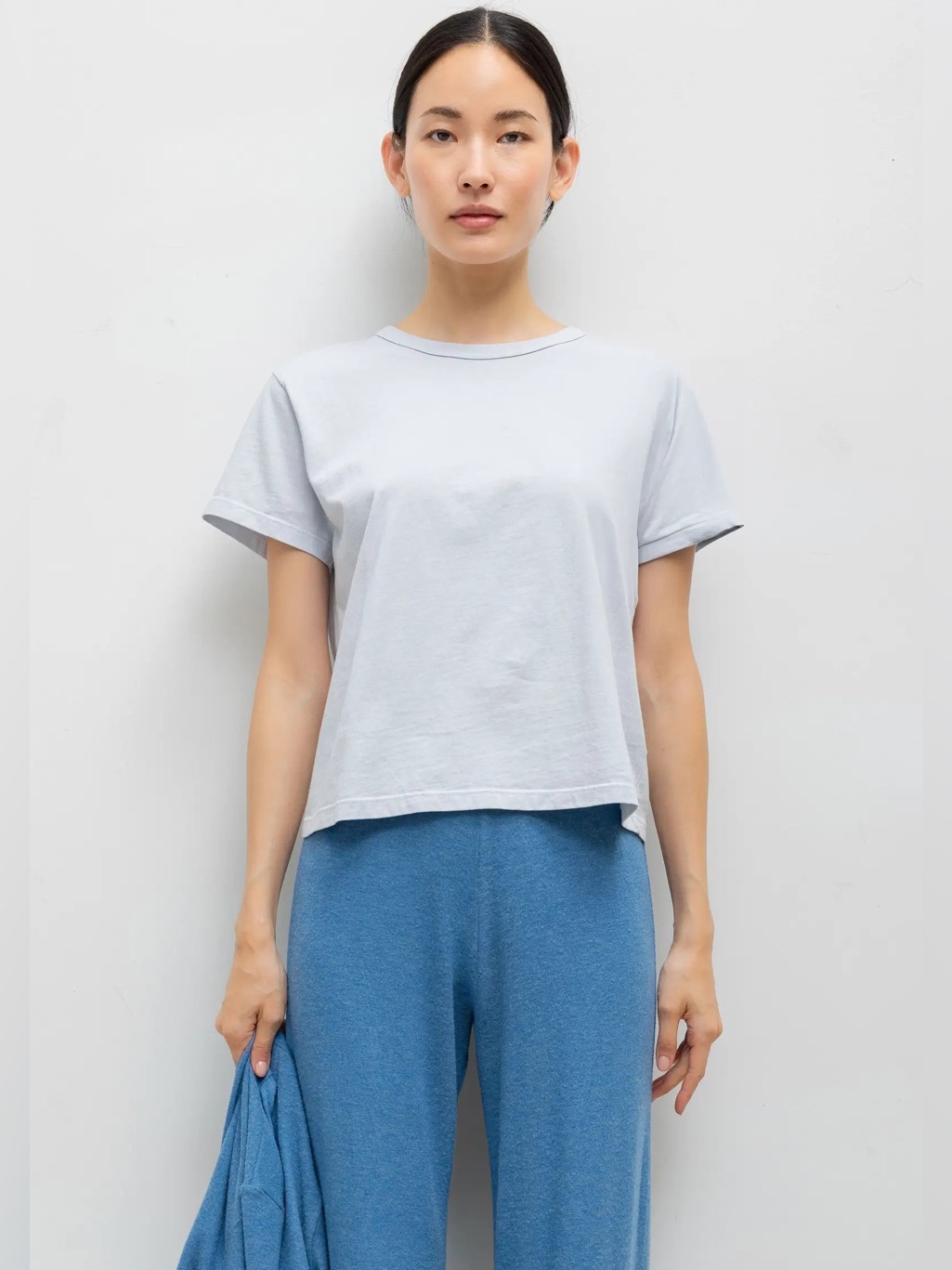 Leset Margo Short Sleeve Crewneck Tee In Aqua
